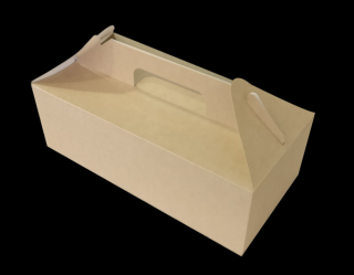Krabice na dort papírová 27x18x8 cm s uchem kraft ba1/50 ks Balení: 125