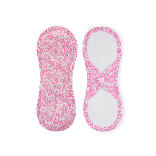 Látkové menstruační vložky biobavlna - satén (patentek) Růžovobílé ornamenty