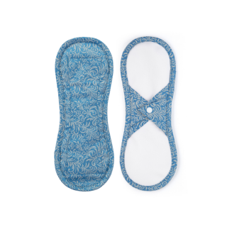 Látkové menstruační vložky biobavlna - satén (patentek) Šedomodré ornamenty