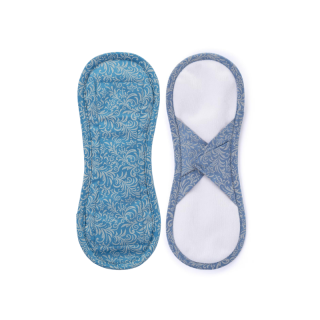 Látkové menstruační vložky biobavlna - satén (suchý zip) Šedomodré ornamenty