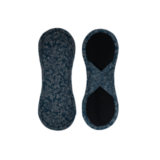 Látkové menstruační vložky biobavlna - satén (suchý zip) Tmavě modré ornamenty