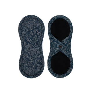 Látkové slipové vložky biobavlna - satén (patentek) Tmavě modré ornamenty