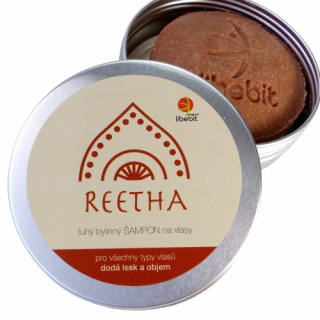 Libebit Tuhý bylinný šampon REETHA v plechové krabičce, 70 g