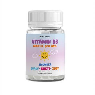MoVit MoviD3k - vitamin D3 pro děti, 800 I.U., 90 tablet