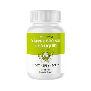 MOVit Vápník 600 mg + D3 liquid, 90 tobolek