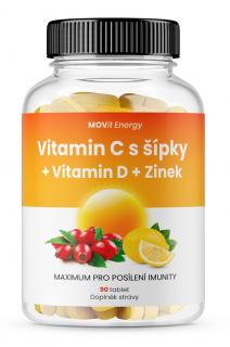 MOVit Vitamin C 1200 mg s šípky + Vitamin D + Zinek PREMIUM, 90 tablet