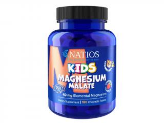 NATIOS Kids Magnesium Malate, 250 mg, jahodové cucací tablety, 180ks