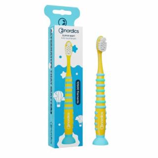 Nordics Oral Care Dětský zubní kartáček od 4+ let Soft 10500 štětin žlutá raketa