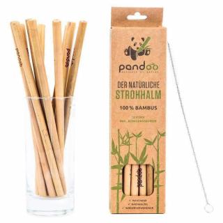 Pandoo Dlouhé bambusové brčko s čistícím kartáčkem sada 12 ks