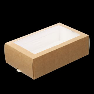 Papírová krabička EKO na makronky 180x110x55 mm hnědá s okénkem ideal pack® bal/50 ks Balení: 250