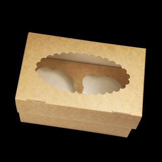 Papírová krabička EKO na muffiny 100x160x100 mm hnědá s okénkem ideal pack® bal/25 ks Balení: 25