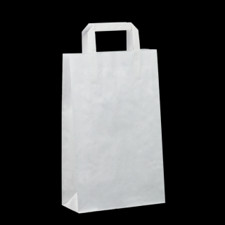Papírová taška s plochým uchem 220+100x360 mm bílá 25 ks Balení: 125