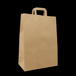 Papírová taška s plochým uchem 320+160x450 mm hnědá 25 ks Balení: 125