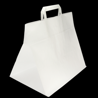 Papírová taška s plochým uchem 320+220x280 mm bílá bal/25 ks Balení: 125