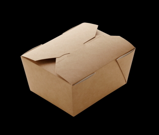 Papírový box EKO na jídlo 168x132x53 mm hnědý s chlopněmi 900 ml ba1/60 ks Balení: 600