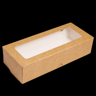 Papírový box EKO na jídlo 170x70x40 mm hnědý s okénkem 500 ml bal/50 ks Balení: 25