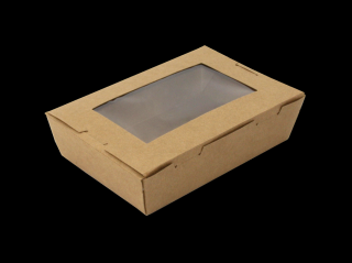 Papírový box EKO na jídlo 197/180 x 137/120 x 50 mm kraft s okénkem 1400 ml bal/50 ks Balení: 250