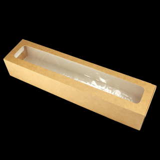 Papírový box EKO na jídlo 350x80x60 mm hnědý s okénkem ideal pack® bal/25 ks Balení: 125
