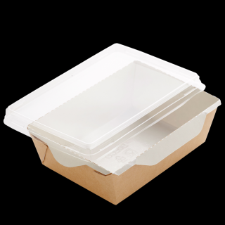 Papírový box / miska EKO na salát 145x100x55 mm hnědý s transp. víčkem bal/50 ks Balení: 250