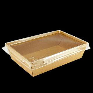 Papírový box / miska EKO na salát 150x100x39 mm hnědý s transp. víčkem ideal pack® bal/50 ks Balení: 250