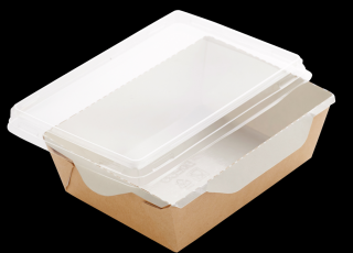 Papírový box / miska EKO na salát 150x150x50 mm hnědý s transp. víčkem bal/50 ks Balení: 250