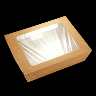 Papírový box / miska EKO na salát 190x150x50 mm hnědý s okénkem ideal pack® bal/50 ks Balení: 125