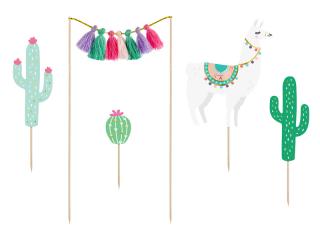 PartyDeco Dekorace na dort “Lama”, 5 ks