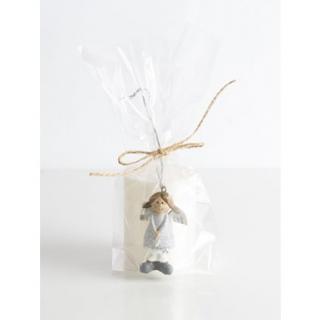 Přírodní vonná svíčka palmová - AROMKA - Dárkové balení váleček + soška andělíček Barevný: Bílá