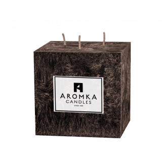 Přírodní vonná svíčka palmová - AROMKA - Hranol, průměr 9,1 cm, výška 9 cm Vůně: Pánský parfém - černá