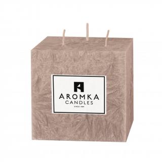 Přírodní vonná svíčka palmová - AROMKA - Hranol, průměr 9,1 cm, výška 9 cm Vůně: Pánský parfém - šedá