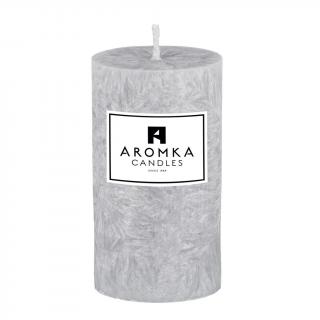 Přírodní vonná svíčka palmová - AROMKA - Válec, průměr 5,4 cm, výška 10 cm Vůně: Pánský parfém - šedá