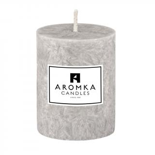 Přírodní vonná svíčka palmová - AROMKA - Válec, průměr 5,4 cm, výška 7 cm Vůně: Pánský parfém - šedá