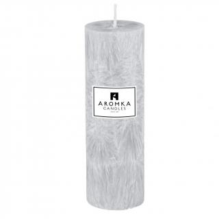Přírodní vonná svíčka palmová - AROMKA - Válec, průměr 6,4 cm, výška 19,5 cm Vůně: Pánský parfém - šedá