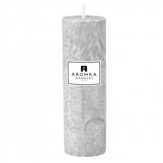 Přírodní vonná svíčka palmová - AROMKA - Válec, průměr 6,4 cm, výška 29,5 cm Vůně: Pánský parfém - šedá