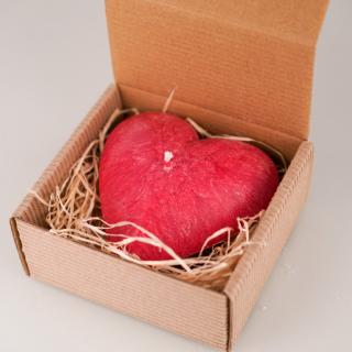 Přírodní vonná svíčka palmová - AROMKA - Valentýnské srdce v krabičce Barevný: Červená