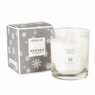 Přírodní vonná svíčka palmová - AROMKA - Vánoční balení - Whiskovka, 250 ml Vůně: Vanilka - béžová