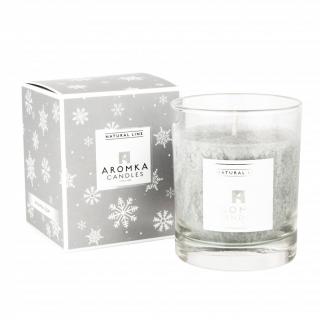 Přírodní vonná svíčka palmová - AROMKA - Vánoční balení - Whiskovka, 250 ml Vůně: Vanilka - šedá