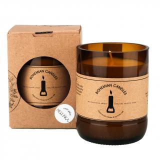 Přírodní vonná svíčka sójová - AROMKA - Pivní láhev v krabičce, 150 ml Vůně: Meduňka