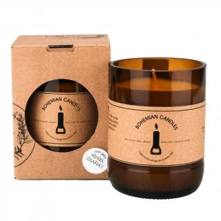 Přírodní vonná svíčka sójová - AROMKA - Pivní láhev v krabičce, 150 ml Vůně: Měsíček Lékařský