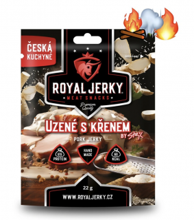 Royal Jerky Vepřové sušené maso UZENÉ S KŘENEM by STEJK, 22 g