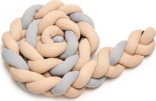 T-TOMI Pletený mantinel 180 cm Beige + Grey