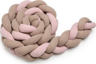 T-TOMI Pletený mantinel 180 cm Pink + Mocca