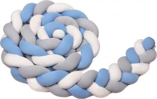 T-TOMI Pletený mantinel 180 cm White + Grey + Blue