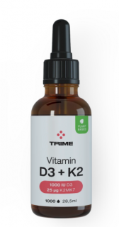 TRIME Vitamín D3 + K2, 1000 IU D3 / 25µg K2-MK7, 1000 kapek
