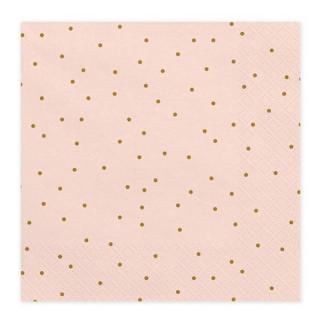 Ubrousky růžové se zlatými puntíky 33x33, 20 ks