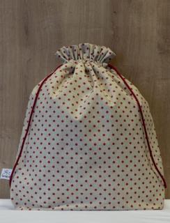 Wrap Up obal na pečivo - kulatý (vnitřní rozměr 35 x 36 cm) Barevný: Režná s červenými puntíky