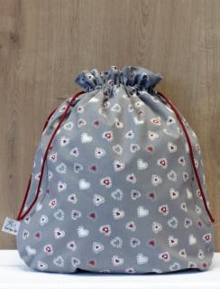 Wrap Up obal na pečivo - kulatý (vnitřní rozměr 35 x 36 cm) Barevný: Šedá se srdíčky