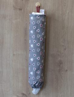Wrap Up sáčkovník - bavlněný rukáv na sáčky Barevný: Šedá se srdíčky