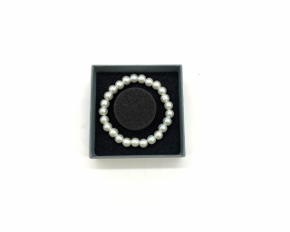 Dámský náramek ze syntetických perel Bez rondelek, vel. M (18cm-19cm), Dárková krabička