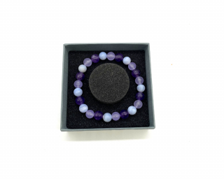 Minerální dámský náramek fialový Bez rondelek, vel. L (19cm-20cm), Dárková krabička